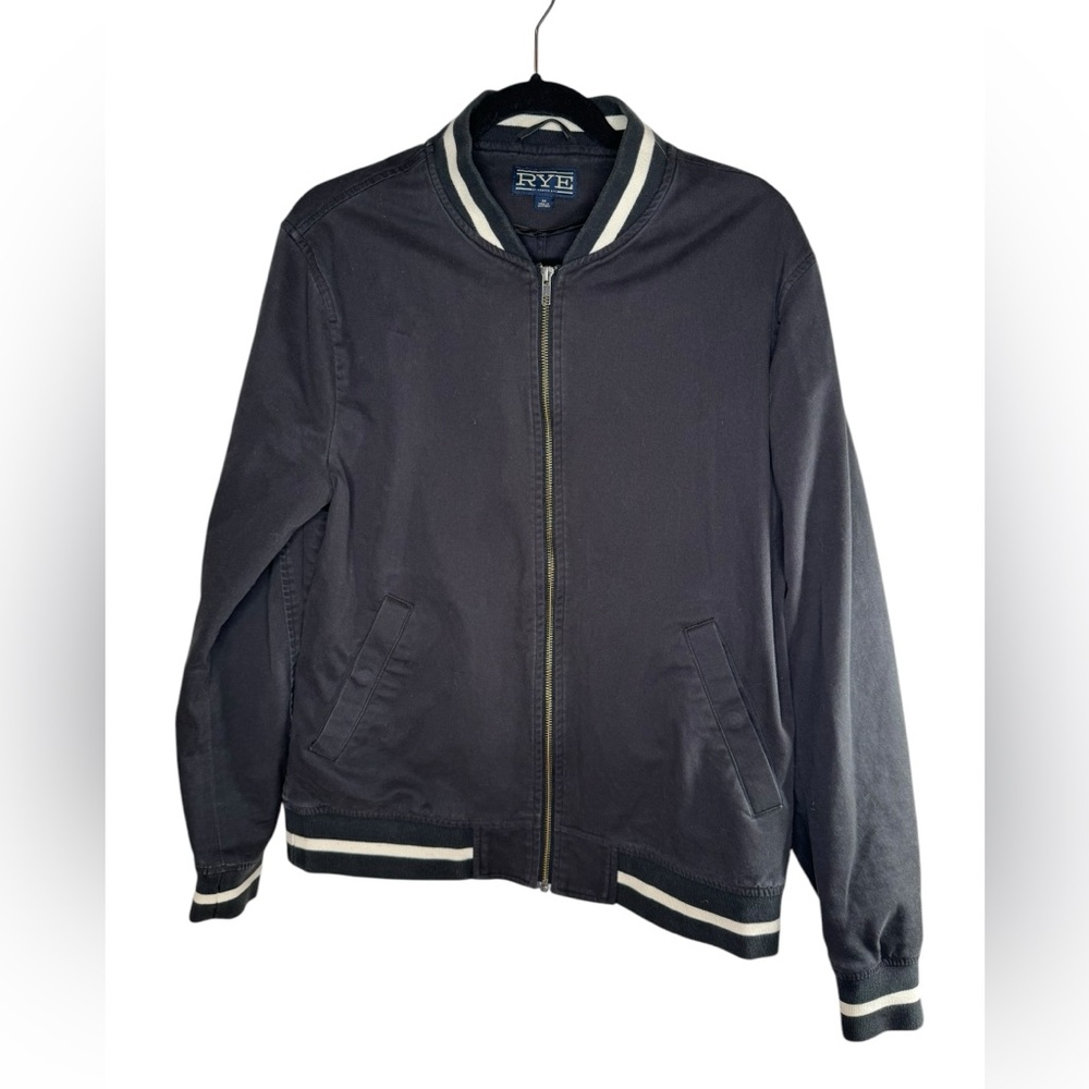 Rye by Hawker Rye Bomber Jacket Mens Size M Black Full Zip Adult